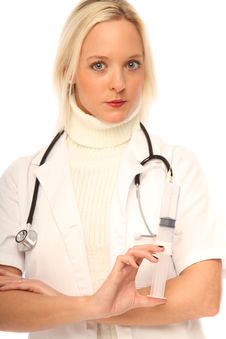Female Doctor With A Syringe Stock Photography