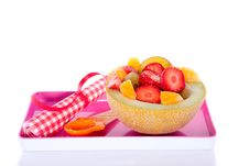 A Melon Filled With Fruits Royalty Free Stock Images A Melon Filled With Fruits Royalty Free Stock Images