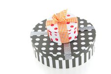 Dotted Giftboxes With Ribbons Stock Photos Dotted Giftboxes With Ribbons Stock Photos
