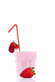 Strawberry Drinking Yoghurt Royalty Free Stock Photography Strawberry Drinking Yoghurt Royalty Free Stock Photography