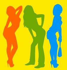 Silhouette Of Girls Stock Image