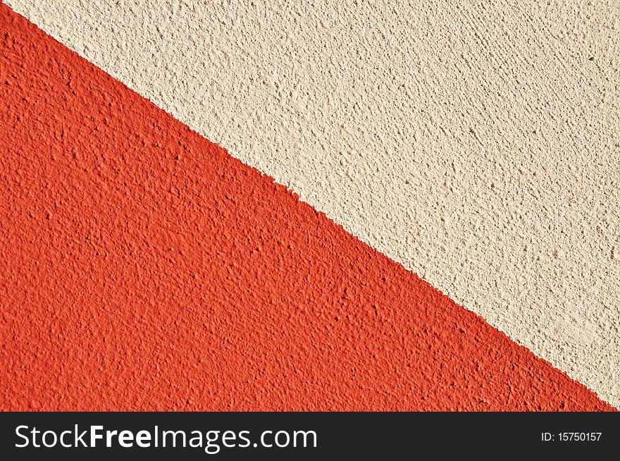 Painted canvas, red and white colors on rough surface. Painted canvas, red and white colors on rough surface