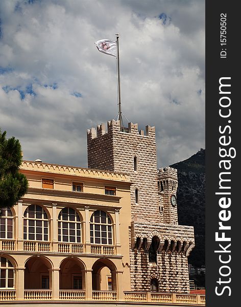 Principality of Monaco Prince's Palace with arms flag