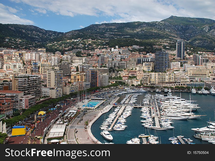 View of Monaco and Harbour at Monte Carlo