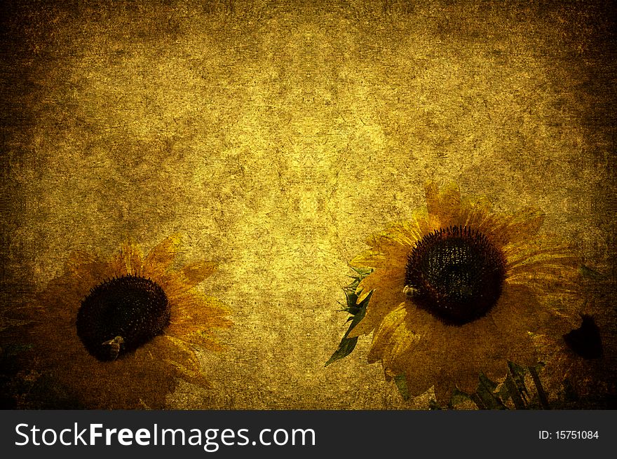 A grunge paper ornated with flowers. A grunge paper ornated with flowers