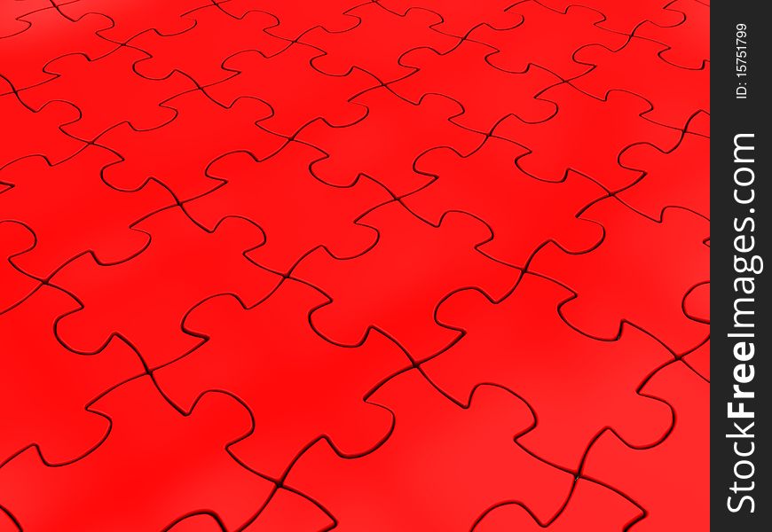 Abstract 3d illustration of red puzzle background