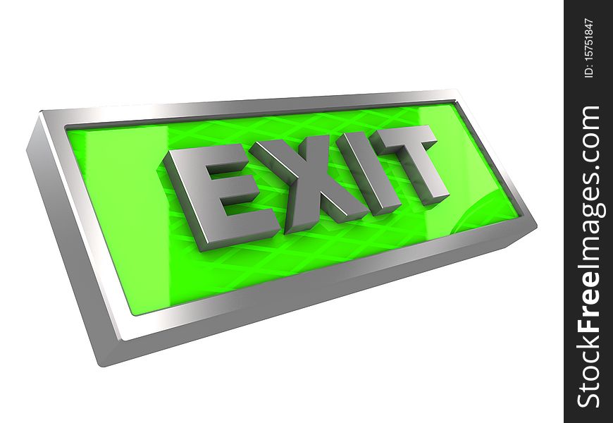 3d illustration of exit sign light isolated over white background