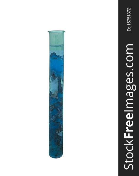 Blue chemical sludge in the test-tube. Blue chemical sludge in the test-tube