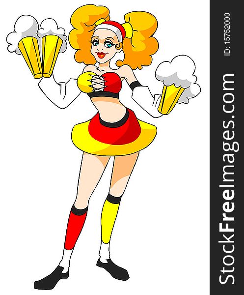 German Woman With Beer - Football Fan.