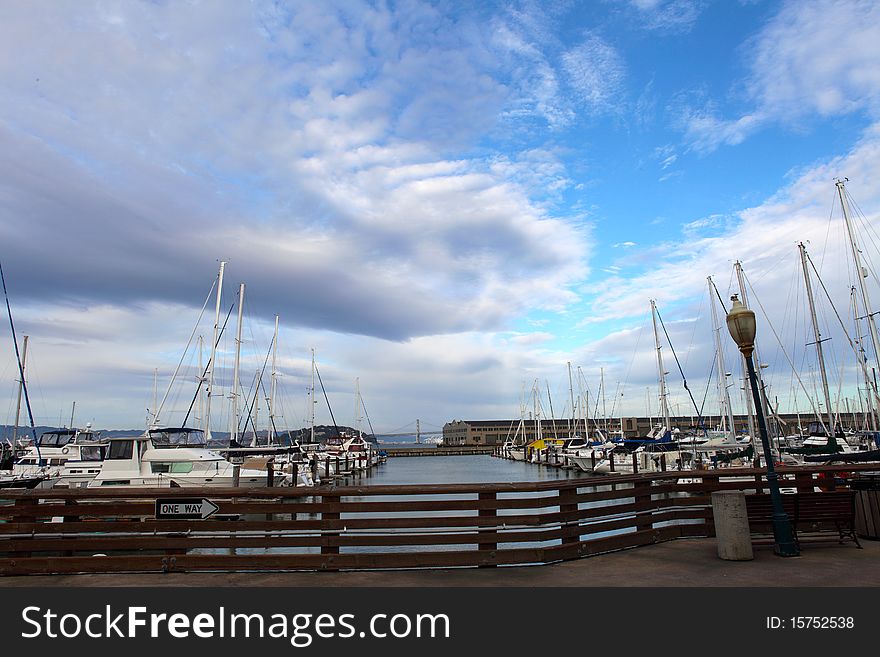 Docked boats at Fisherman's Wharf in San Francisco. Docked boats at Fisherman's Wharf in San Francisco