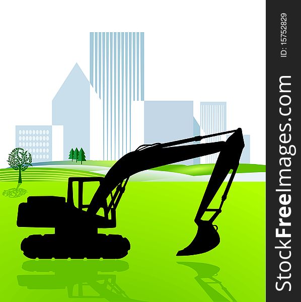 Shovel excavator and city