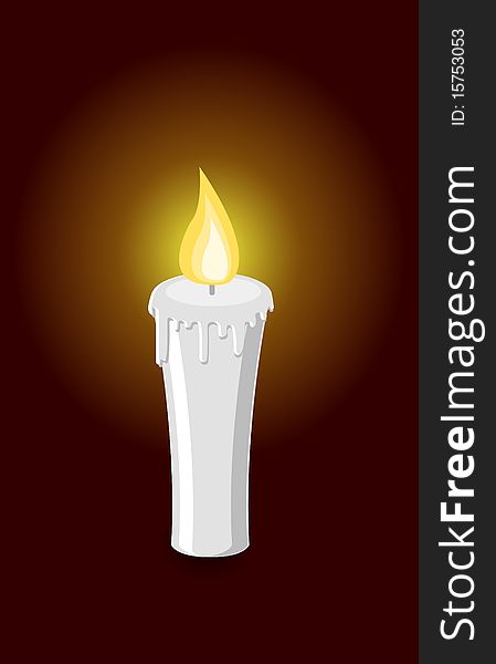 Vector illustration of burning candle on dark background. Vector illustration of burning candle on dark background