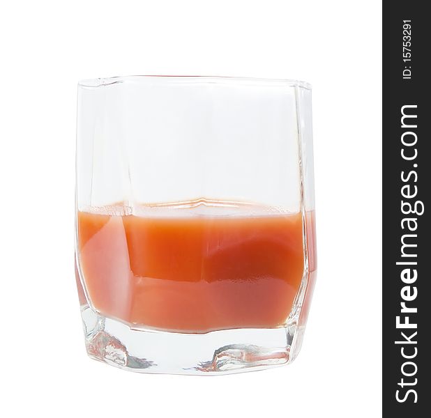Tomato juice in glass isolated with path