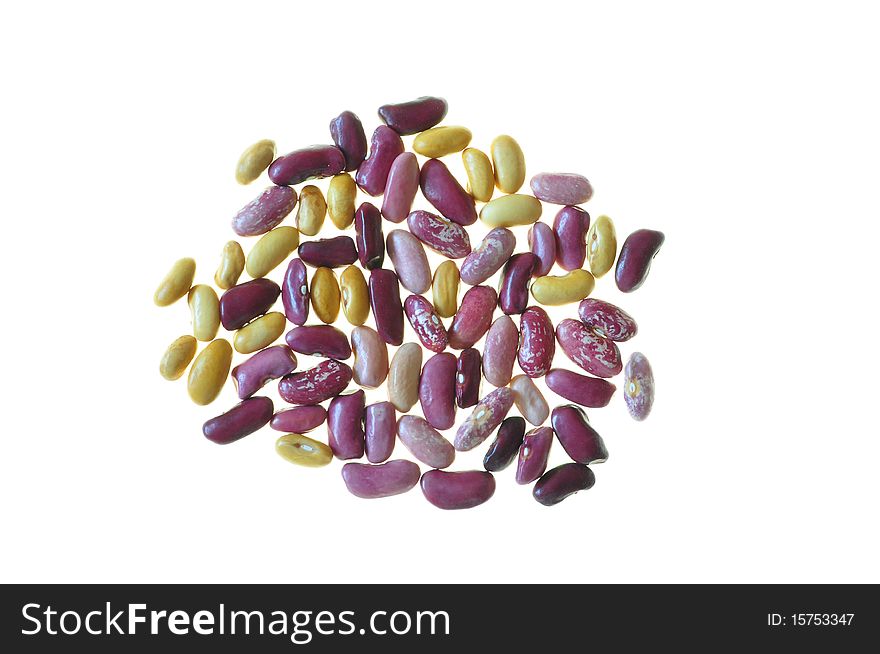 Varicoloured kidney bean on a white background