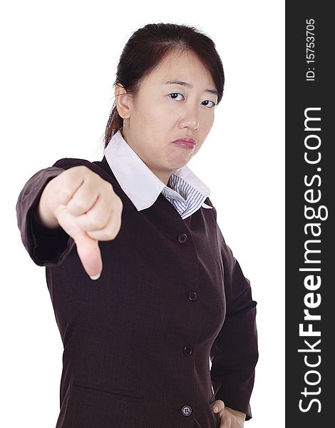 Businesswoman Giving Thumbs Down