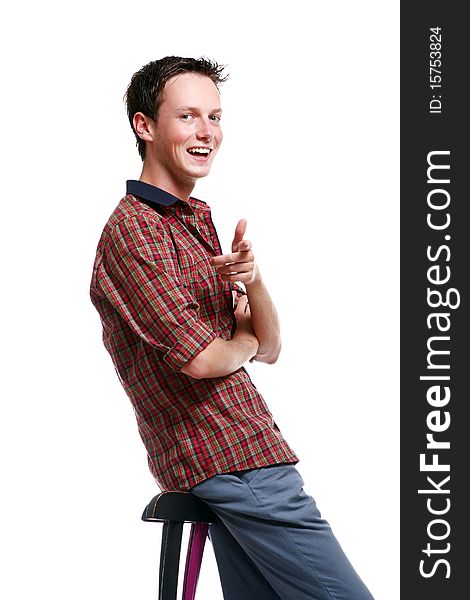 Young and attractive boy on white background