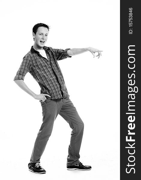 Young and attractive boy on white background