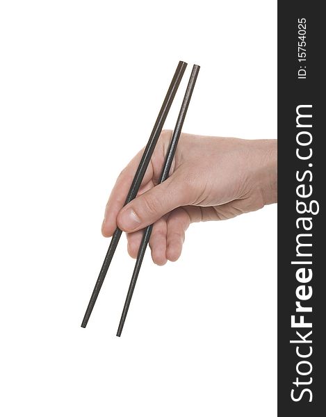 Well shaped hand with a chopsticks isolated over white