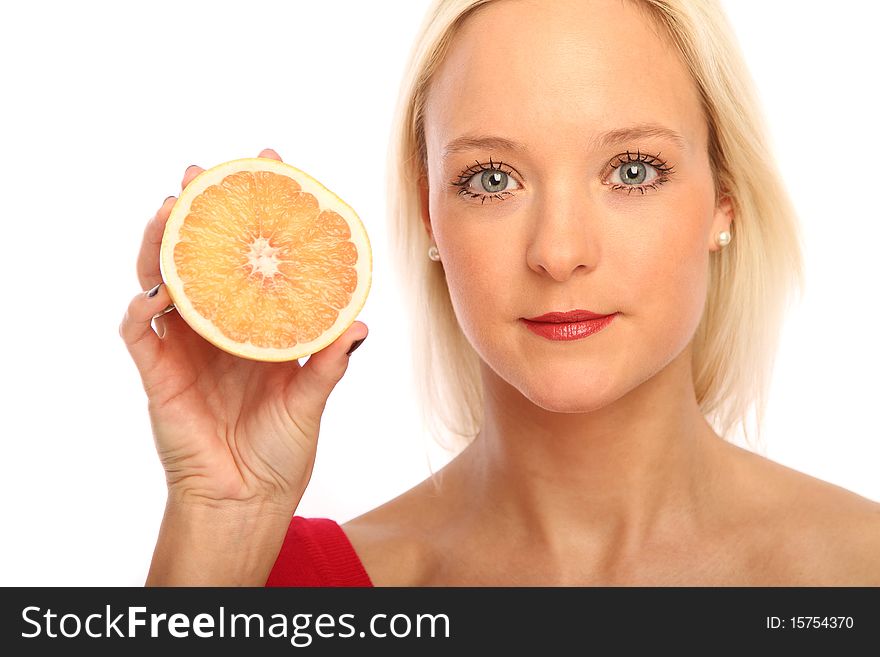 Blond Woman With A Grapefruit