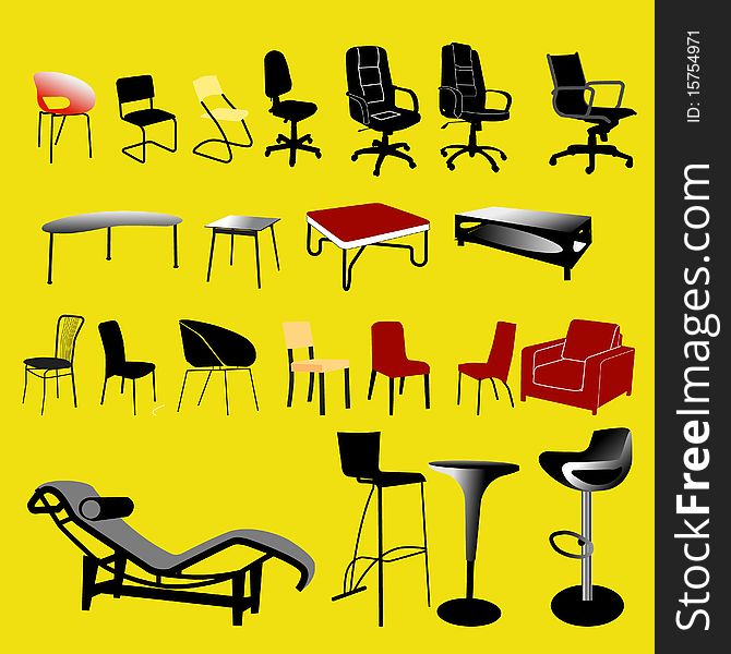 Chair and table collection - vector