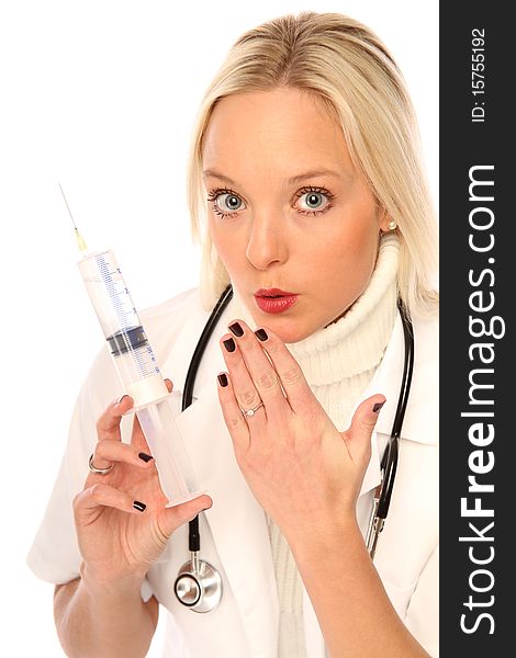 Female Doctor With A Syringe