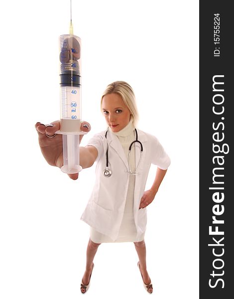 Female Doctor With A Syringe