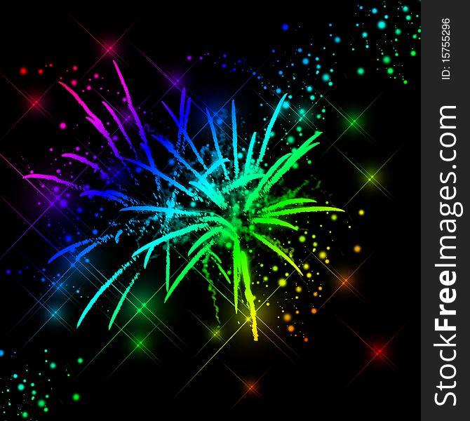 Background with Fireworks on a black. Glamour background
