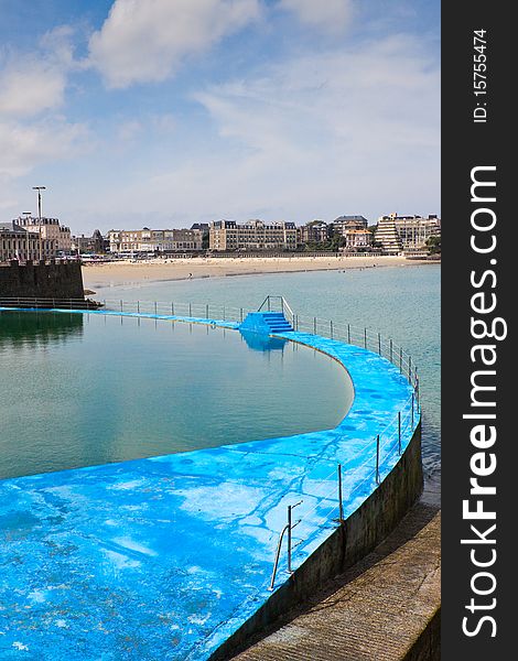 The outdoor sea water swimming pool in Dinard France