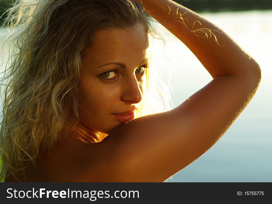 Portrait Of Beautiful Girls Near The River