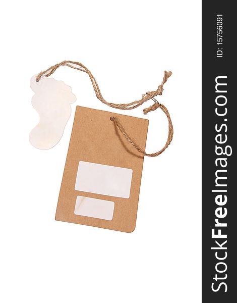 Brown card price tag on white background. Brown card price tag on white background