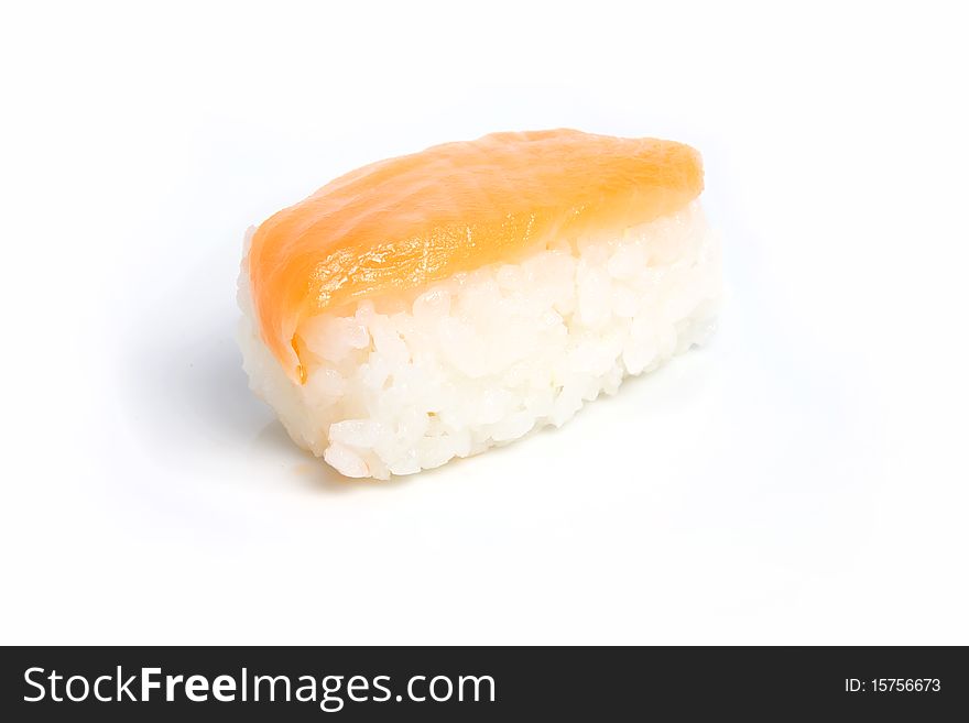 Japanese sushi with salmon fish on white background