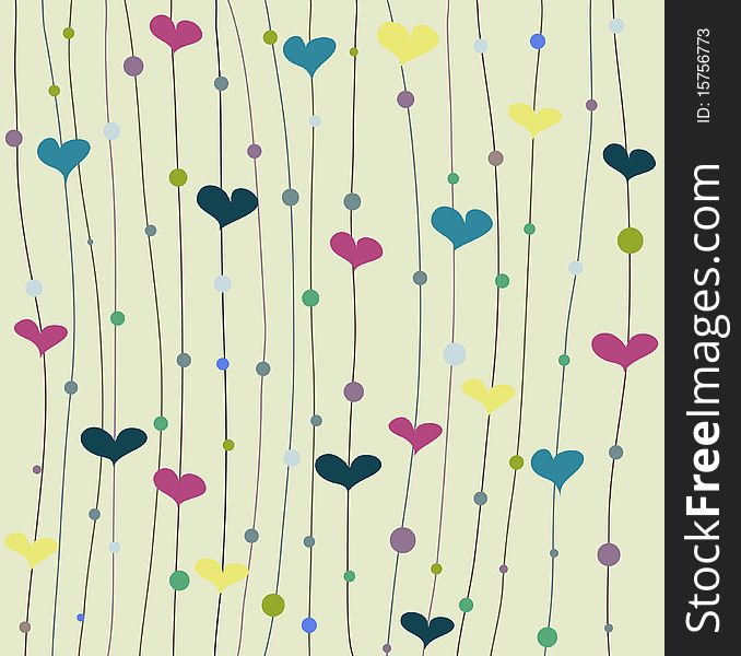 Vector background with color hearts. Vector background with color hearts.