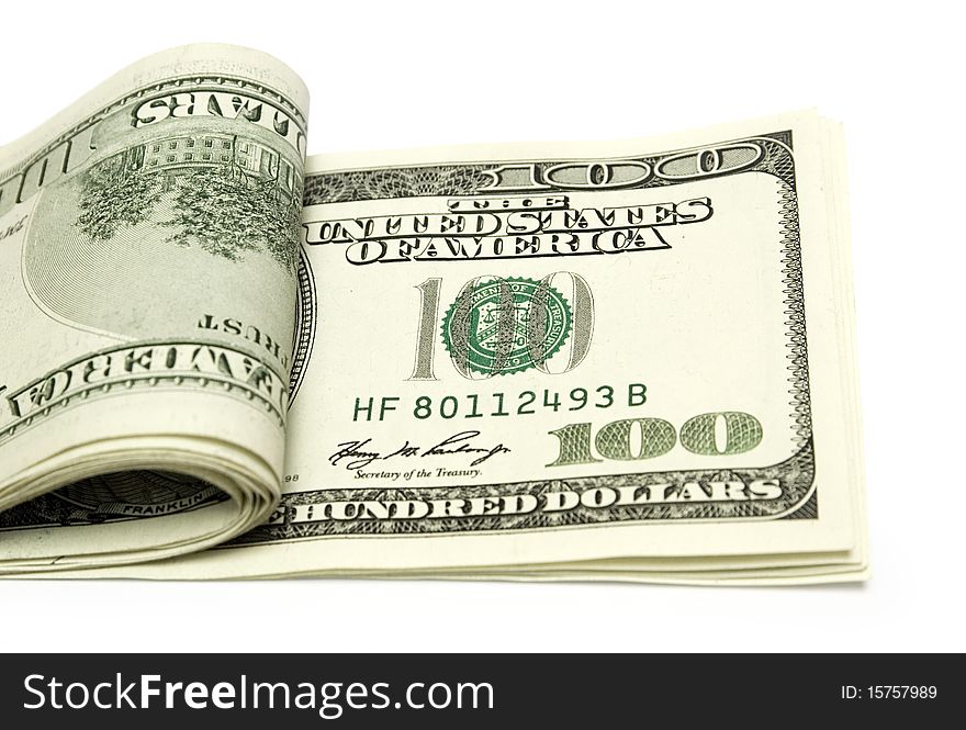 Pack of dollars isolated  on white background. Pack of dollars isolated  on white background