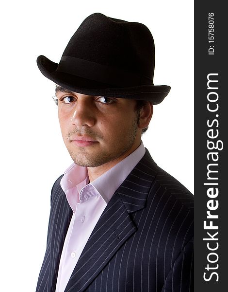 Young stylish businessman with hat