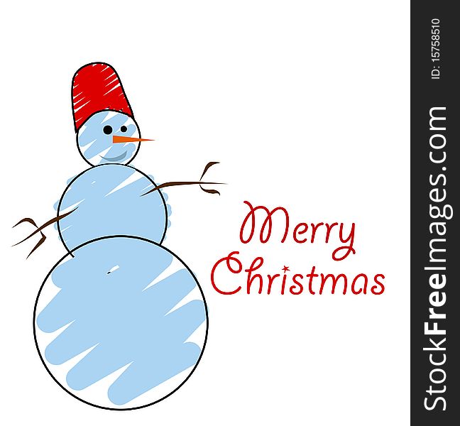 Vector Snowman Card For Christmas