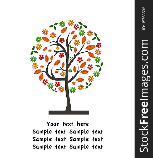 Vector autumn background with tree.