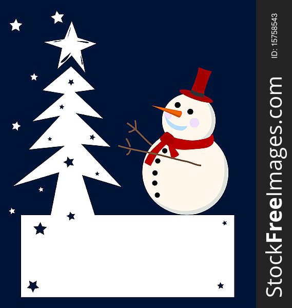 Vector Snowman Card For Christmas