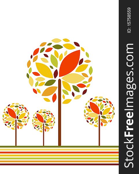 Vector autumn background with tree.