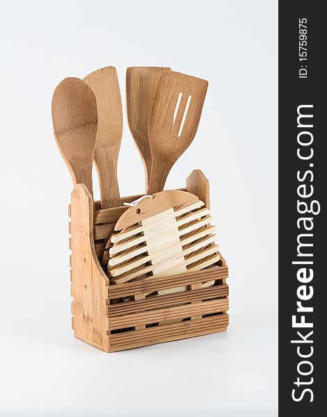 Set of spoons and kitchen spatulas