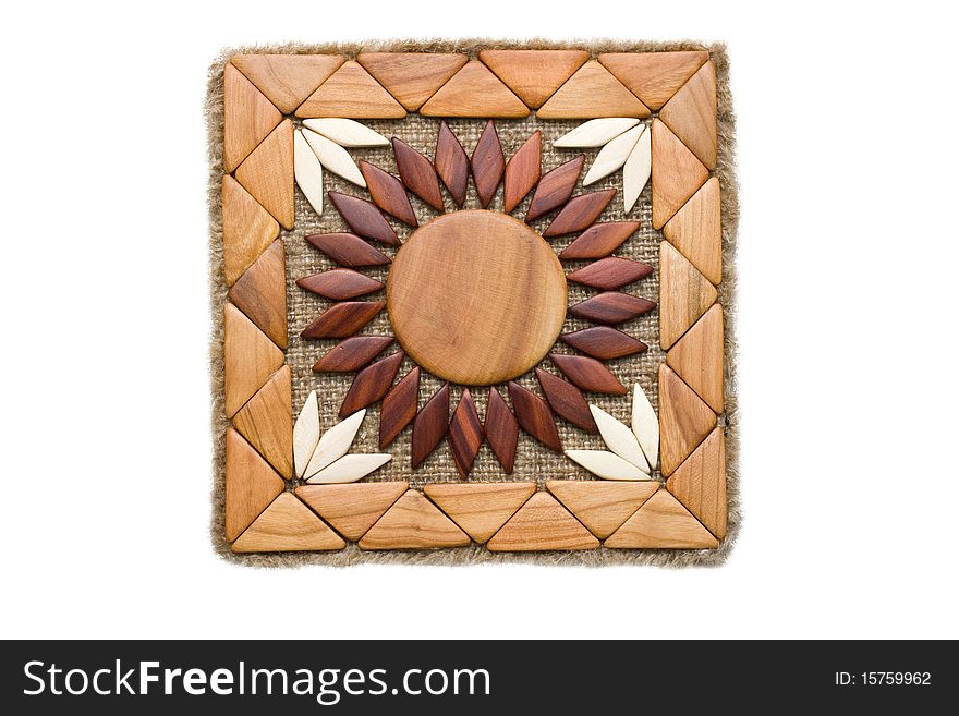 Handmade wooden decorative panel isolated on white