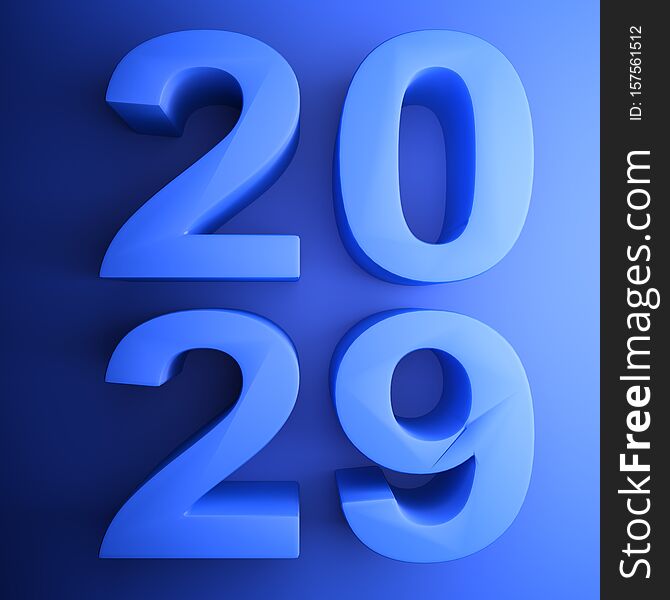 2029 blue square icon - 3D rendering illustration