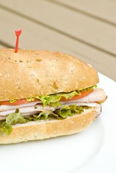 Turkey Sandwich On A White Plate Stock Photos Turkey Sandwich On A White Plate Stock Photos