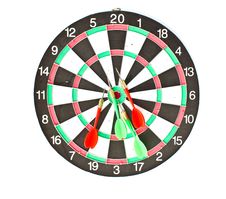 Dartboard With Darts Isolated On White Background Stock Photo