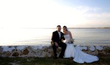 Wedding Couple Sitting By Water Royalty Free Stock Photos Wedding Couple Sitting By Water Royalty Free Stock Photos