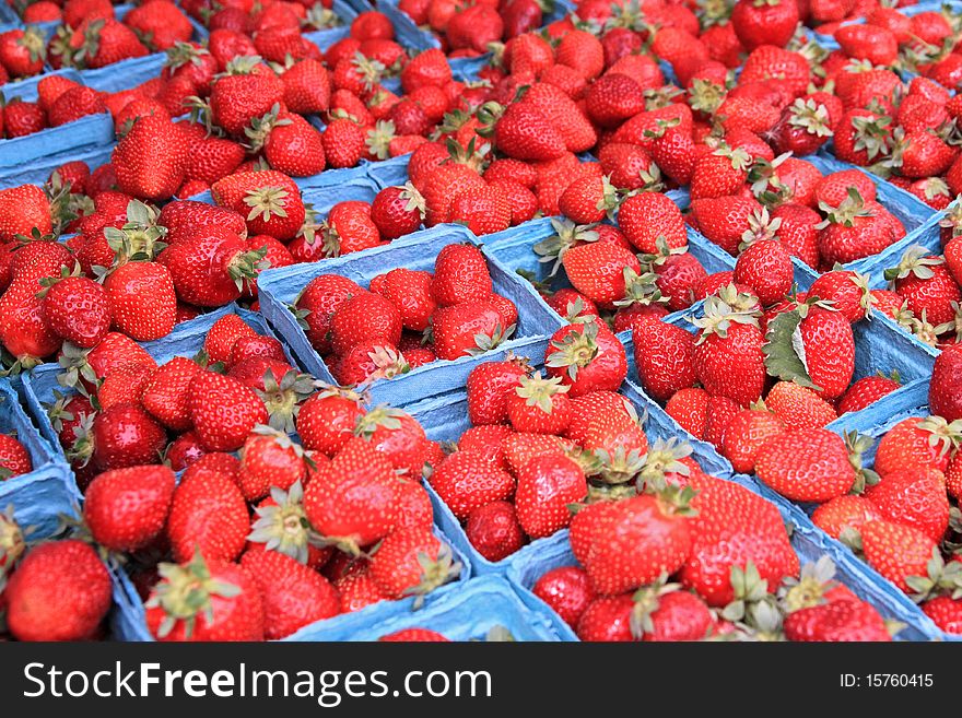 Baskets of Ripe Red Oregon Strawberries. Baskets of Ripe Red Oregon Strawberries