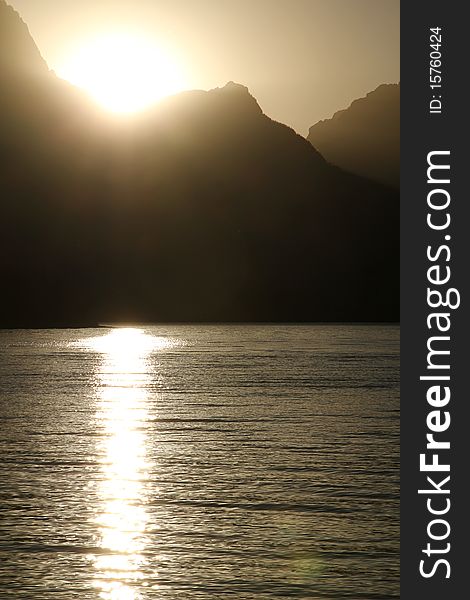 A sunset on the beautiful Jackson Lake. A sunset on the beautiful Jackson Lake