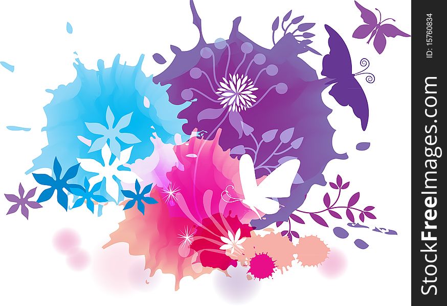 Colorful abstract background with butterflies