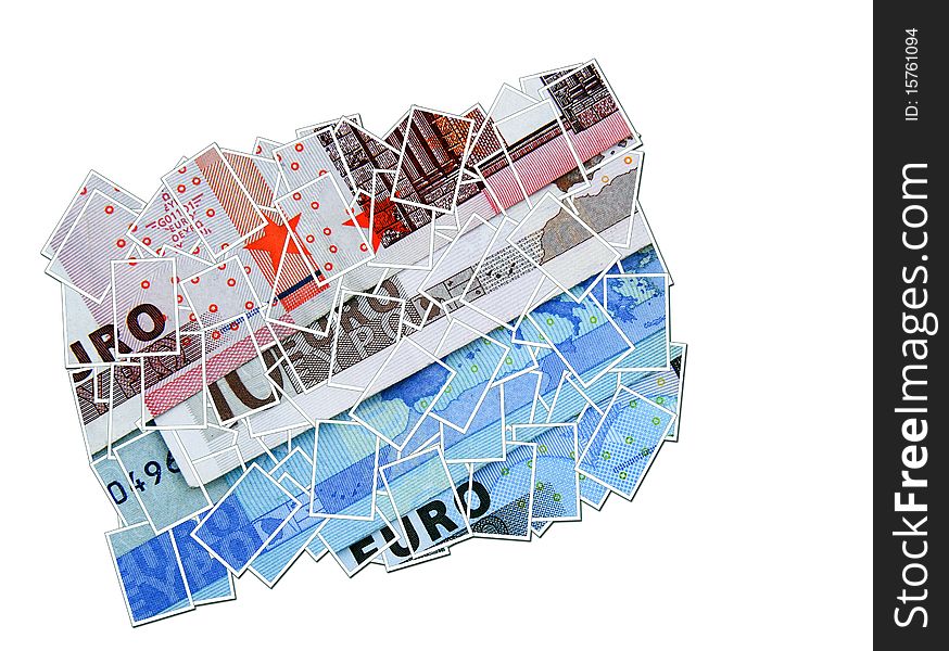 Close up of selection of Euro bank notes with collage effect. Close up of selection of Euro bank notes with collage effect