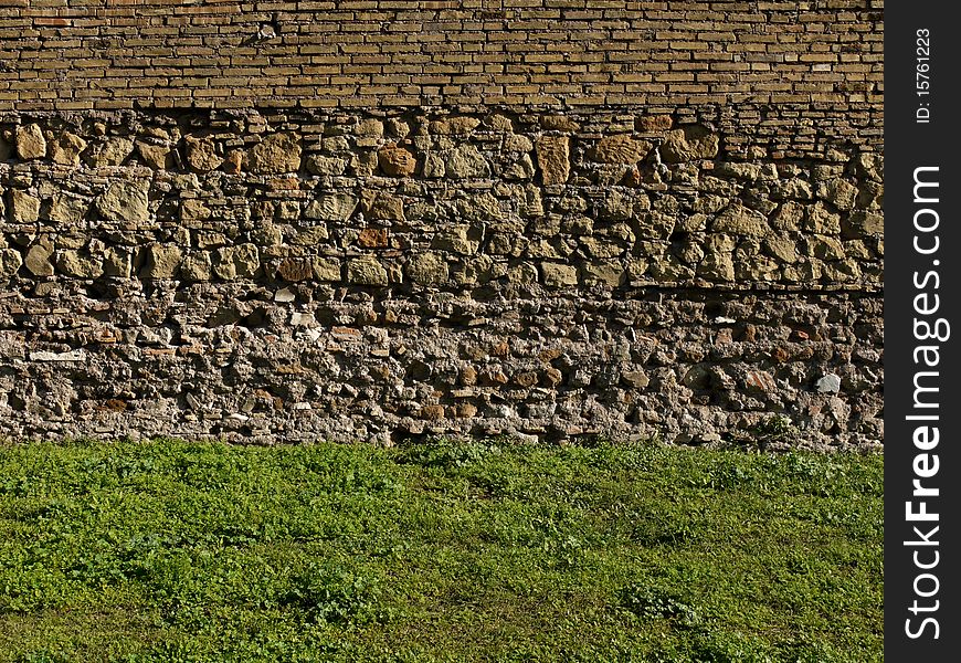 A ancient wall in Rome italy. A ancient wall in Rome italy