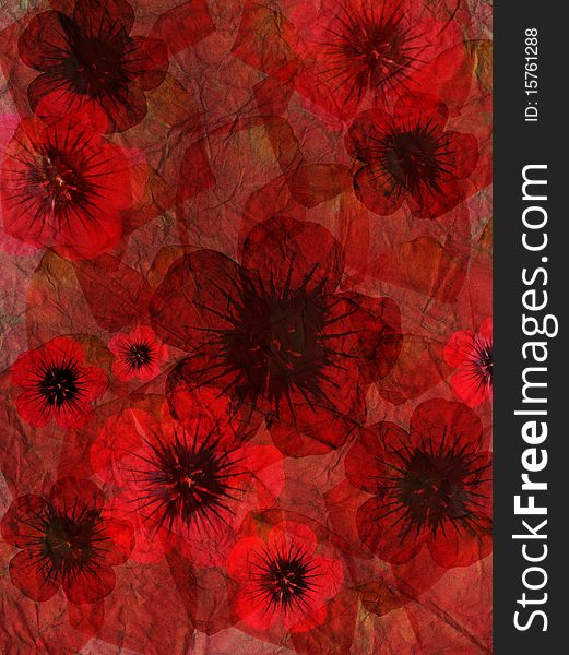 Flowers with red background - photoshop image